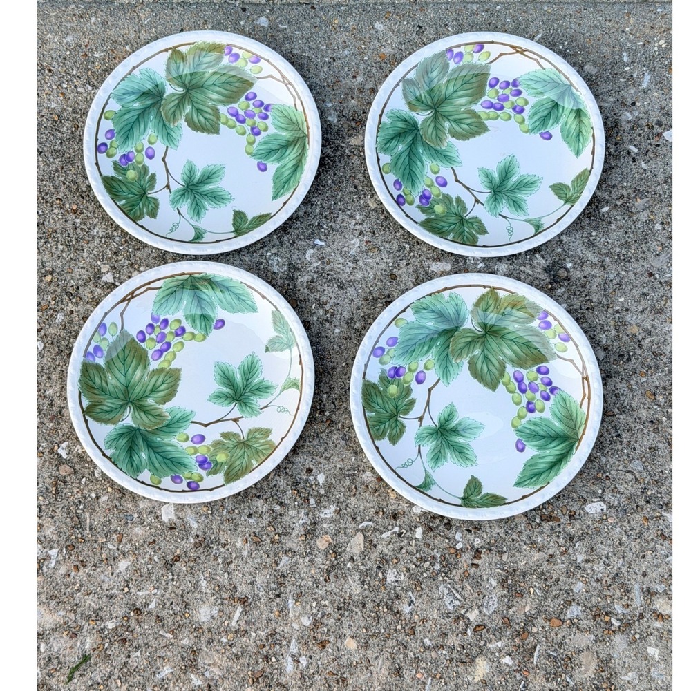 Nikko Japan Grapevine Salad Dessert Plates Set 4 Vineyard Leaf Tableware